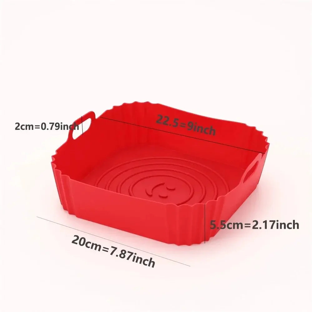 1PC Reusable Airfryer Pan Liner Accessories Silicone Air Fryers Oven Baking Tray Pizza Fried Chicken Airfryer Silicone Basket